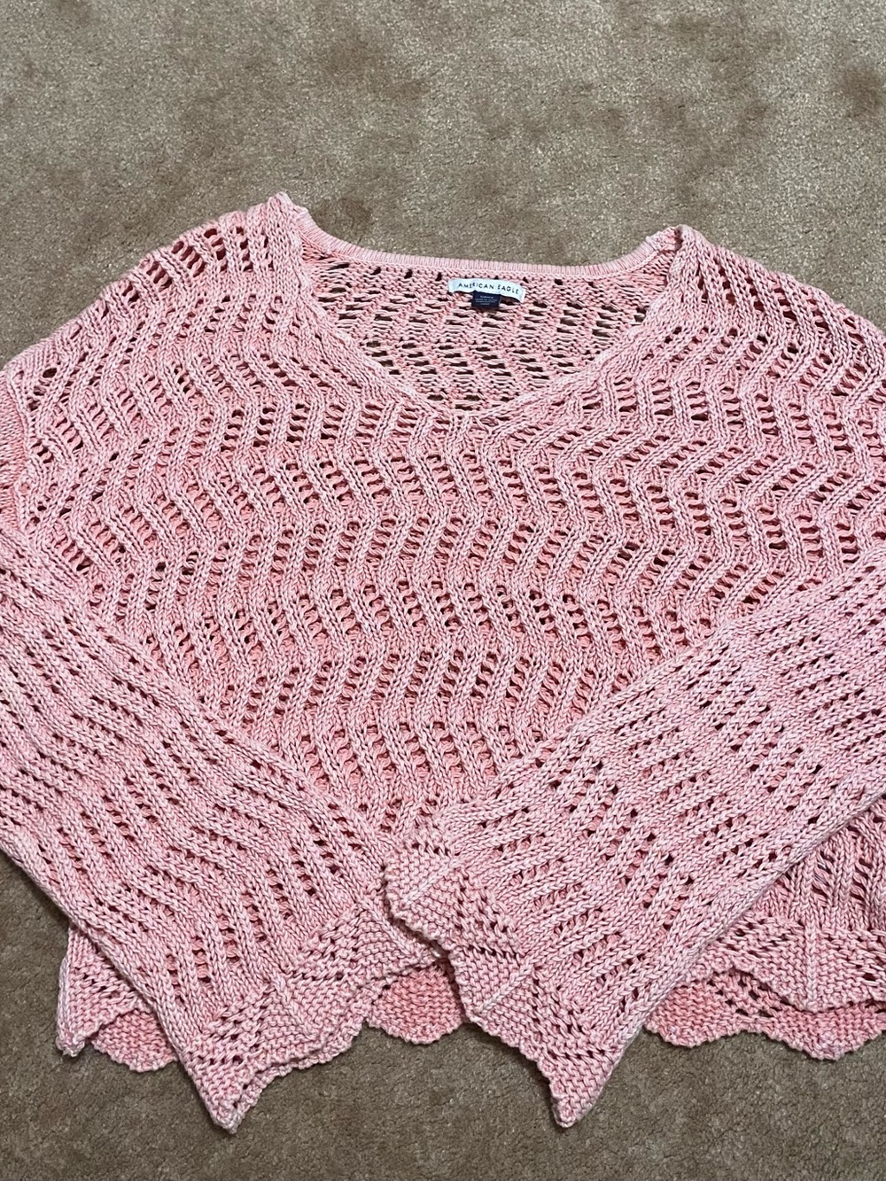 American Eagle Pink Knitted Long Sleeve Top - Size S (heavy, would fit M)